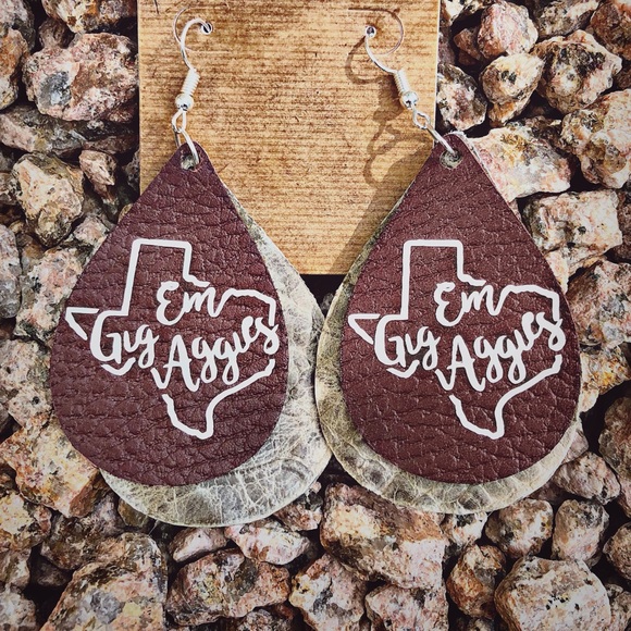 Gig Em Aggies Earrings - Picture 2 of 2